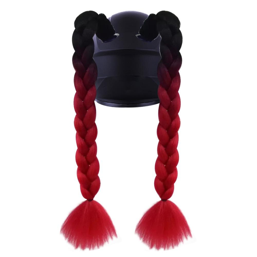 2pcs/pair With Sucker Woman Braids Wig Helmets Decor Twist Dual Pigtail Ponytail  for Motor Bike