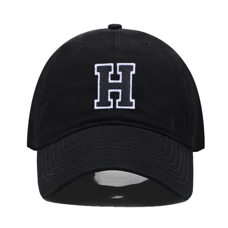Initial Letter A-Z Black Baseball Cap For Men Womne High Quality Soft Cotton Embroider Fashion Team Sport Visors Snapback Caps