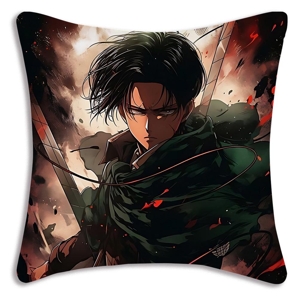 Anime Attack On Titan Pillow Covers Cartoon Sofa Decorative Home Doublesided Printing Short Plush Cute Cushion Cover