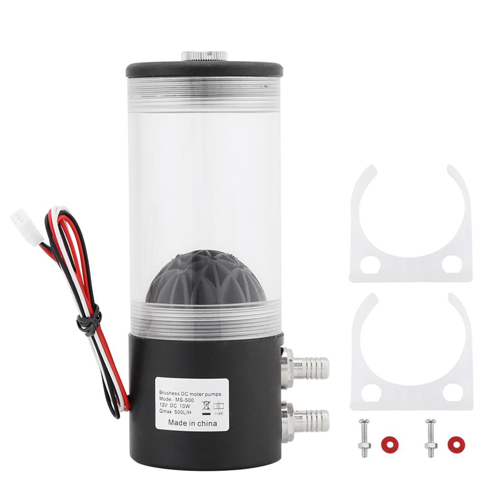 Details About 500L/H 10W DC 12V CPU CO2 Cooling Water Cooler Pump Tank Heat Exchanger Mute