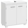 Gabinete de Banheiro, Móvel de Banheiro Moderno de Chão com Recorte em Forma de U, Prateleira Ajustável, Branco