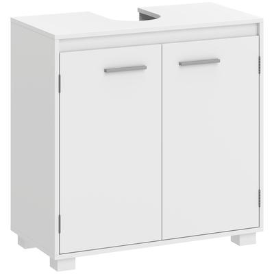 Vanity Unit, Modern Free-standing Bathroom Furniture with U-shaped Cutout, Adjustable Shelf, White