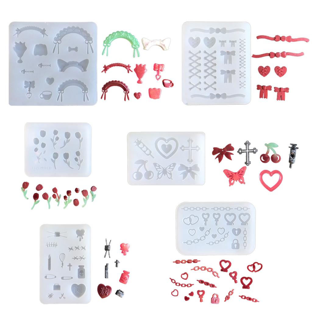 Bowknot Parts Quicksand Headdress Necklace Mold Resin Art Mold Necklace Silicone Mold Epoxy Resin Keychain Pendant Mold