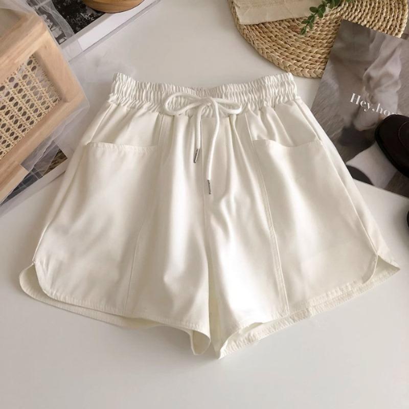 Casual Shorts Women's Summer Slim High-waisted Drawstring Pocket Sports Three-quarter Pants Loose and Slim