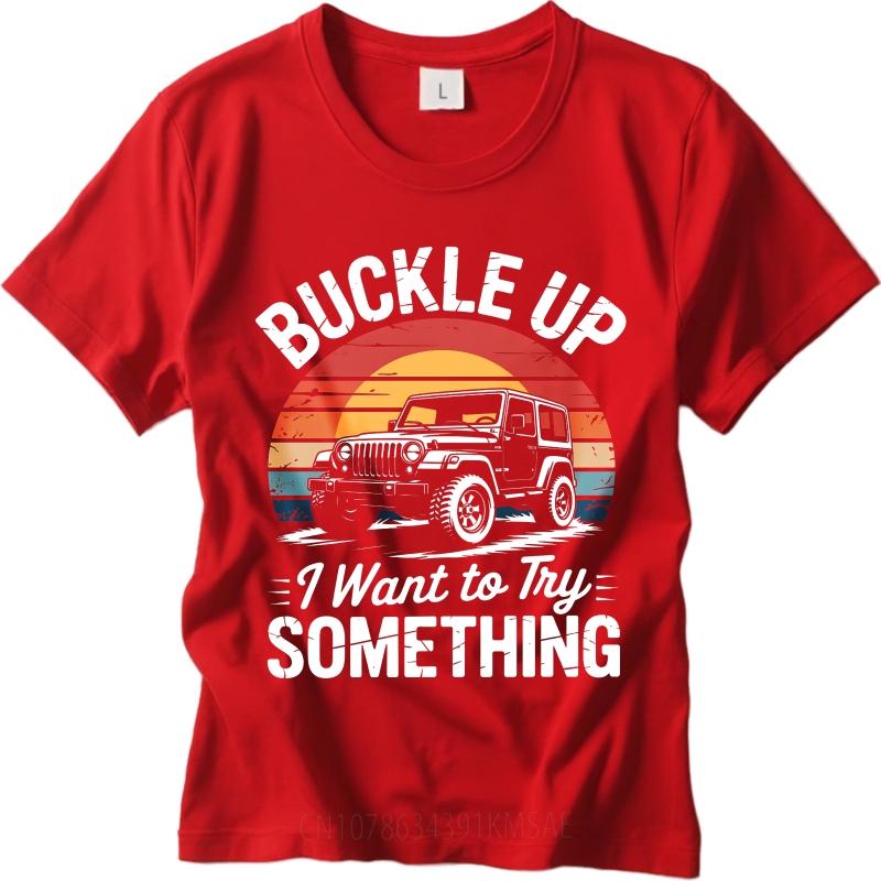 

Classic Boys Summer tshirt Buckle Up I Want To Try Something Short Sleeve Street Wear Round Neck For Him Tee Shirt S