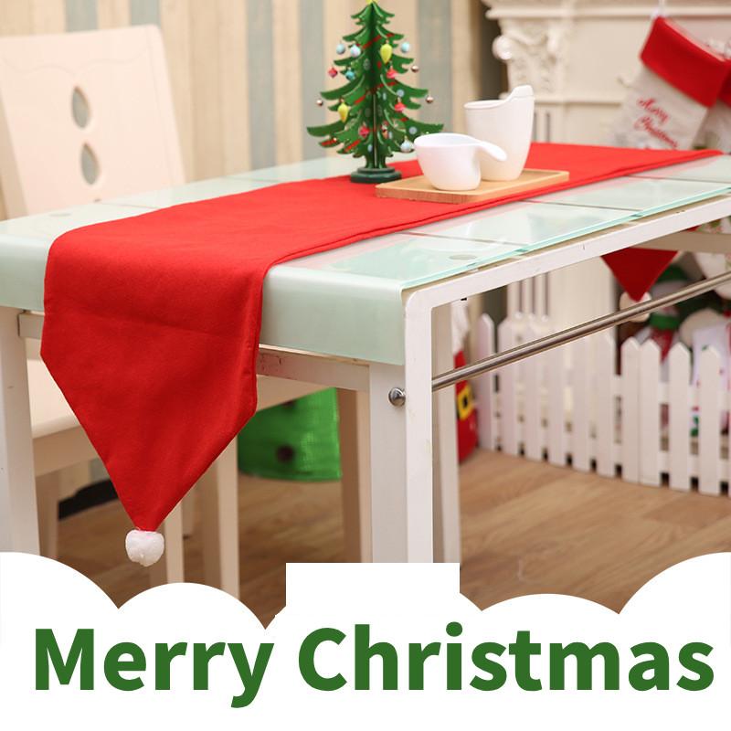 Vibrant Red Christmas Table Runner Christmas Decoration Nonwoven Fabric Tablecloth