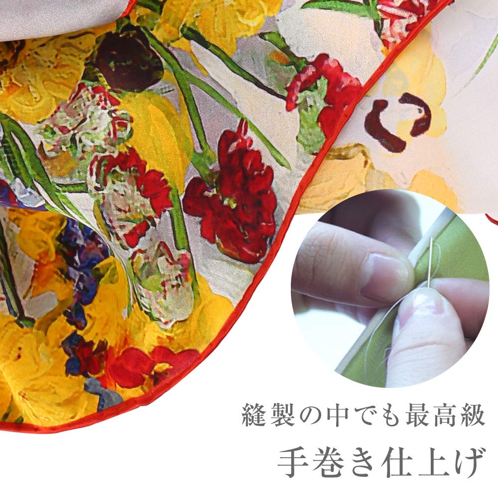 Silk Scarf Stole 5A Grade Silk Finish Large Size 64 x 64cm Satin Fabric Square Silk Gift Bag Spring Summer Autumn Winter Floral Pattern Ribbon Red UV