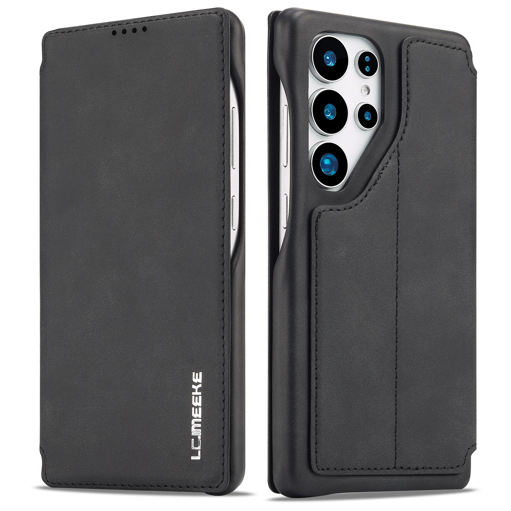 

LC.IMEEKE For Samsung Galaxy S26 Ultra Luxury Fashion Flip PU Leather Case Stand Card Wallet Cover чёрный