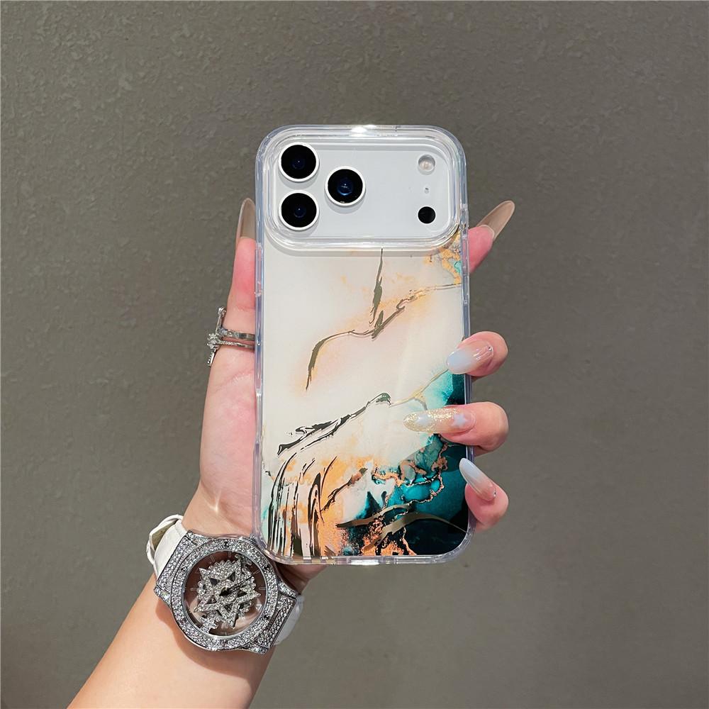 Applicable To Iphone17 Mobile Phone Case Electroplated Marble Apple 17pro Bronzing 17Air Anti-drop Protective Case