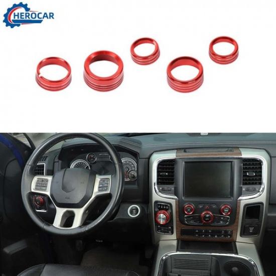 Red Center Control Headlight Switch Button Ring Trim for Dodge RAM 1500 13-17