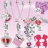 Valentine'S Day Copper Plated Charms Love Heart Beads Fit Original Bracelet Diy Women Jewelry Gift For Girl Friend Lover
