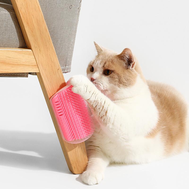 Cat Corner Brush Comb Massager for Cat Arch Plastic Scratcher Remove Hair Comb with Catnip Cat Face Scratcher