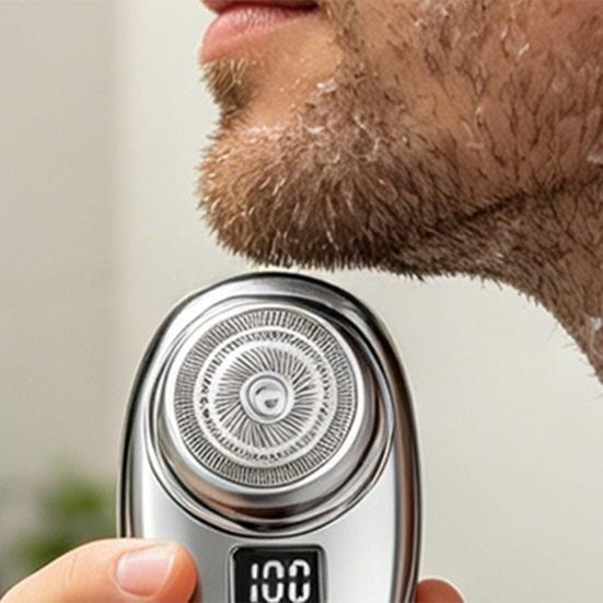 Mini Electric Shaver for Men, LED Display Rechargeable Wet Dry Shaving Razor, Waterproof Portable Beard Trimmer for Travel, Home, Office
