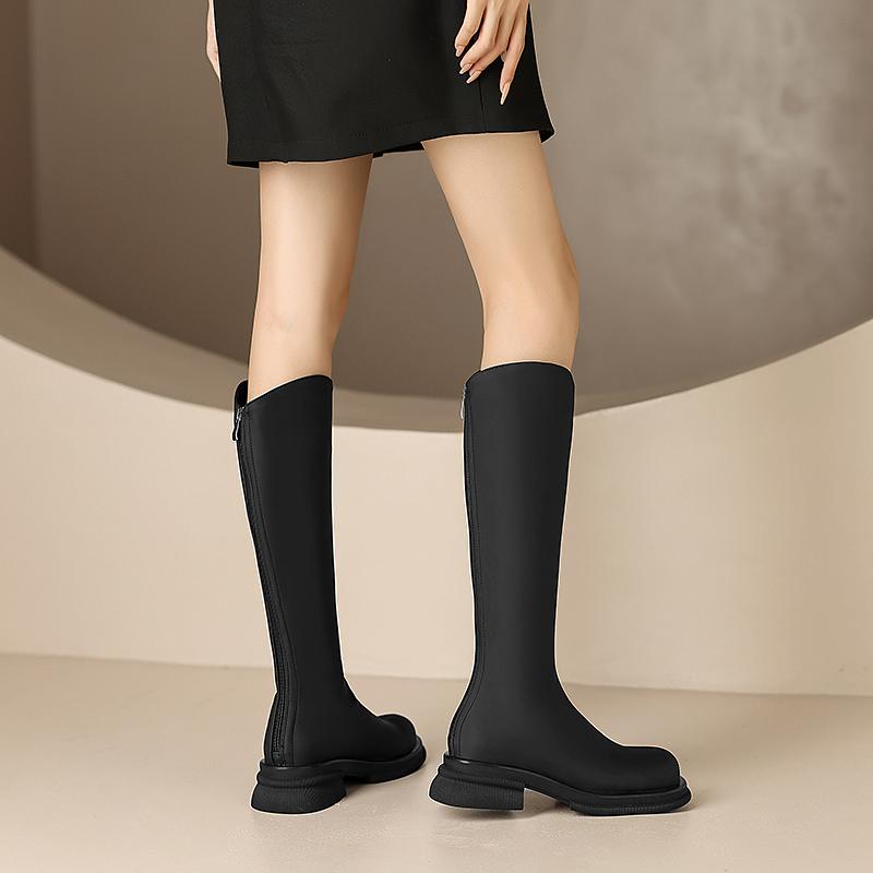 Krazing Pot Микрофибра Осенне-зимняя обувь Толстые каблуки среднего размера Мотоциклетные — фото 15