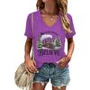 Believe Christmas Train Tops  Tees Vneck Short Sleeve Soft Tee Merry Christmas Tree Graphic T Shirts Women Xmas Gift Clothes