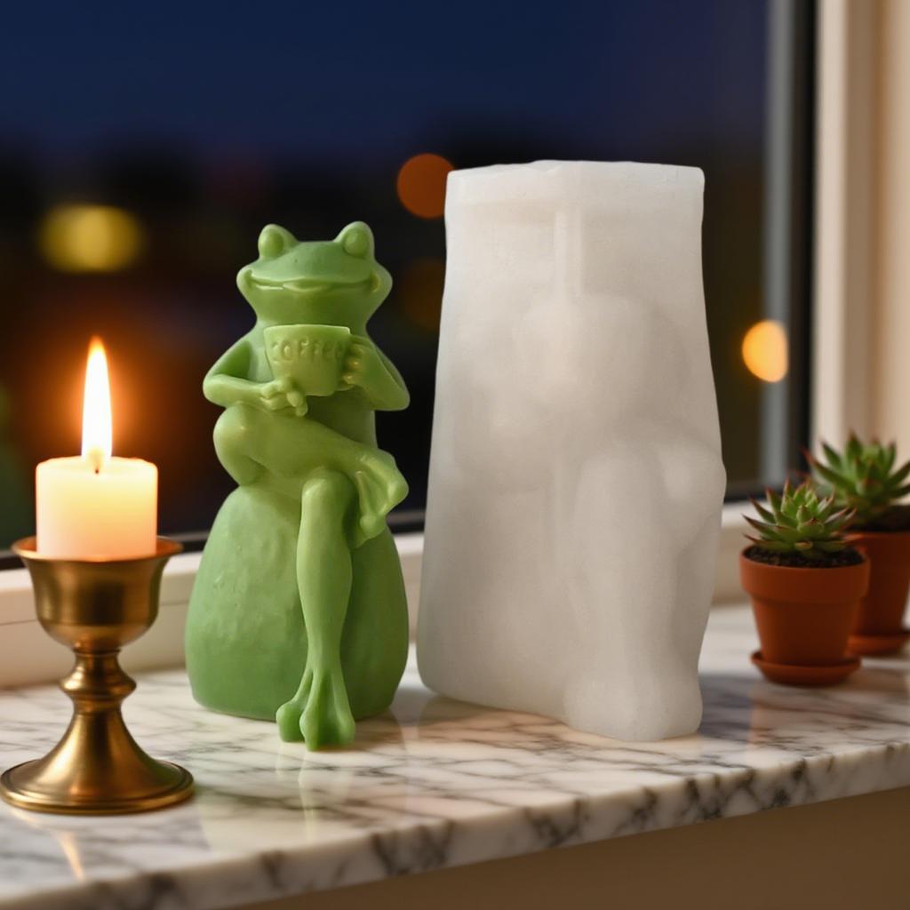 3D Frog Candle Mould Cartoon Animal Silicone Molds Ornament Molds Castings Molds Plasters Molds for Home Decoration