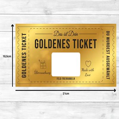 Golden Ticket Fun Fact Scratch Card DIY Gift - Discount Coupon & Greeting Card Combo