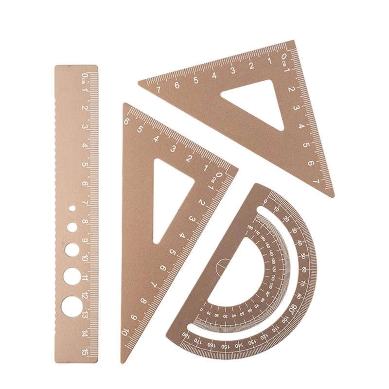 Durabled Aluminum Mathematics Rulers Set 4 Piece Set for Student and Professional