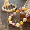 Retro Strong Light Round High Quality Artificial Crystal Pearl Maillard Bracelet Bracelet.