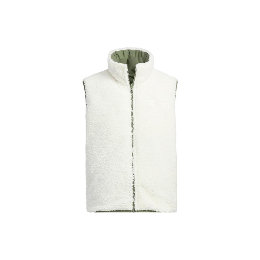 Adidas Originals Trefoil Solid Print Logo Stand Collar Zip Vest Unisex Vest Green HR8262