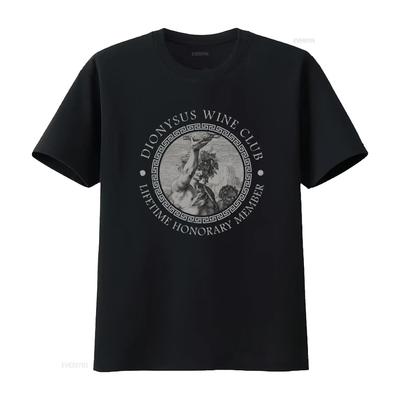 Dionysus Wijnclub Griekse Mythologie T-shirt Levenslang Erelid Ontwerp voor Mannen vintage Gewassen Casual Comfortabel Ademend
