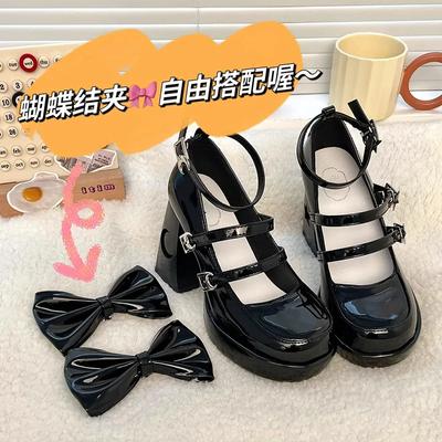 Sieviešu augstpapēžu kurpes pavasara punk chunky papēdis Mary Jane Shoes lakādas Cosplay apavu tauriņš Lolita Shoes Zapatos Mujer