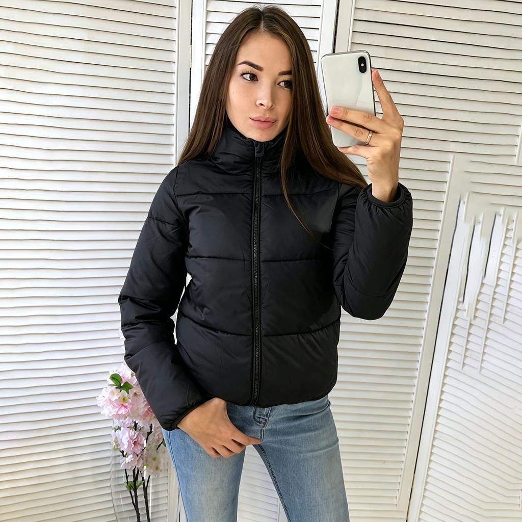 Winter Puffer Jacket Women Solid Autumn Short Coat Cotton Padded Junior Outwear Simple Design Invisible Pocket -5centigrade