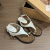 Fashion Metallic Thi Heel Thong Slip-On Roman Sandals Women Summer 2025 New Sle for Skirts Beach Sandals Faionable Korean Version