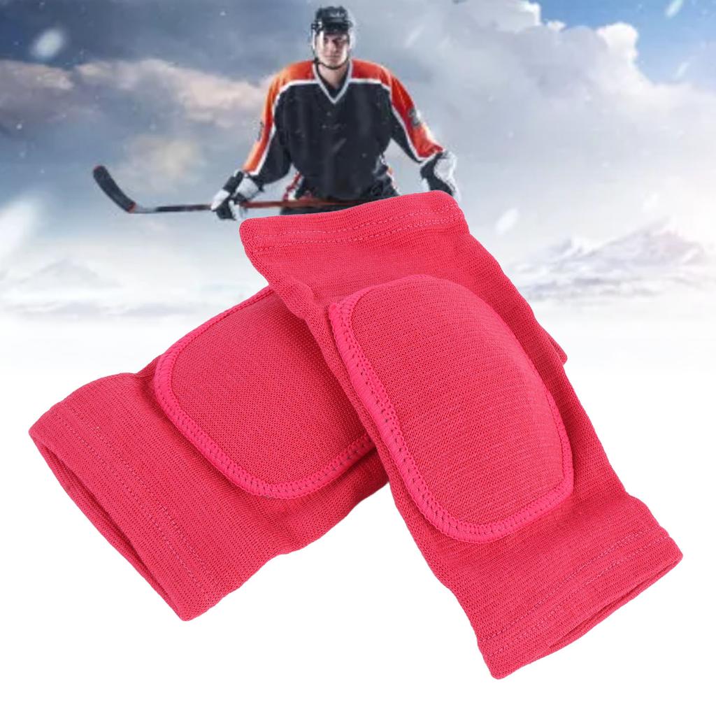2 Pairs Knee Sleeves High Elastic Breathable Knee Protector Pads for Ice Hockey Skating Running Rose