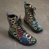 Große, lässige Schneestiefel mit dicker Sohle, Herbst-Winter-Schnürstiefel aus PU mit Mittelrohr, bedruckt, mehrere Farben, Schuhe 35-43