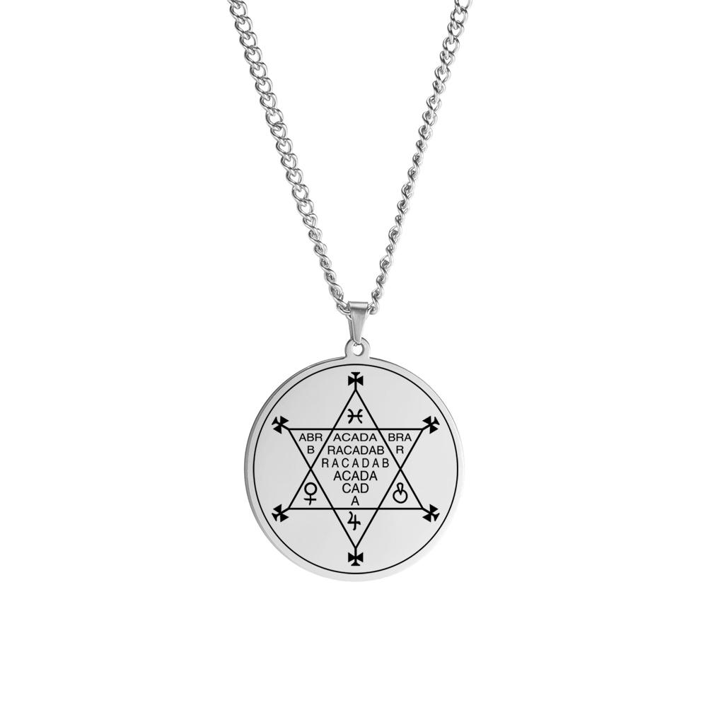 Dawapara Abracadabra Anhänger Abraxas Kabbalistische Magie Okkult Esoterisch Amulett Halskette Übernatürlich Edelstahl Schmuck