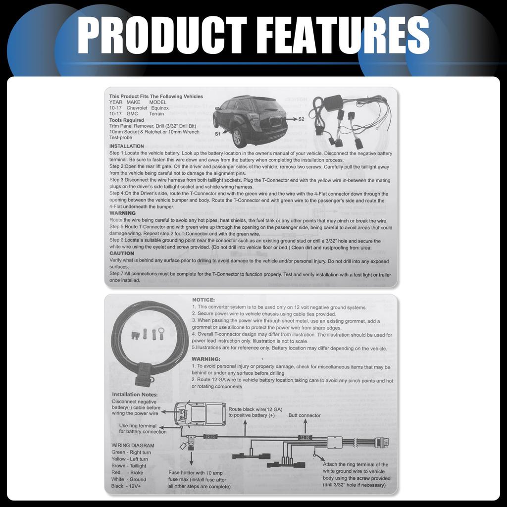 INFINAUTO Trailer Wiring Harness Kit for Ford Transit and 350 1 Set 4-Pin 150, 250, (2015-2022), Black,