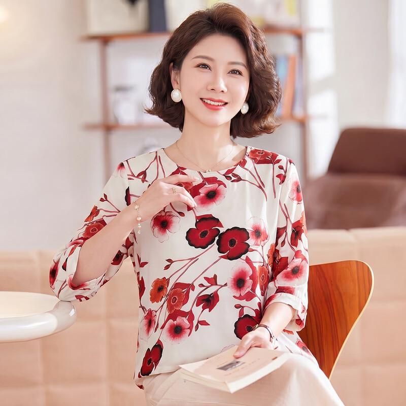 Haoyi Women s Summer Floral Print Short Sleeve T-Shirt 4XL