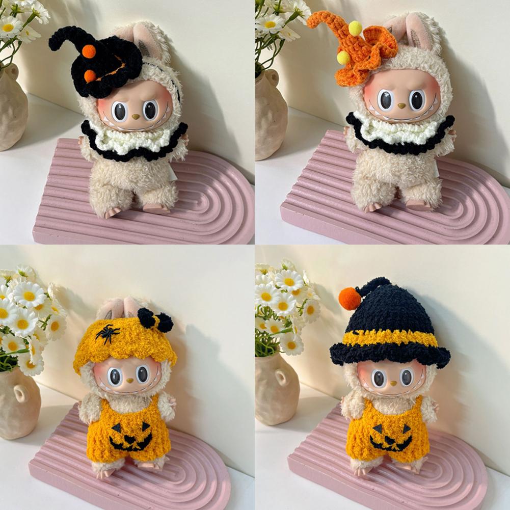 Halloween Accessories For Labubu Devil Clothes Pumpkin Set For 15/17Cm V1V2V3 Doll Mini Plush Doll Devil Wing Halloween Costume