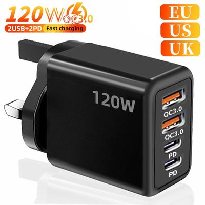 PD 120W USB Type C Quick Charger Dual Usb Typec EU/US/UK Plug Quick Charge3.0 Adapter for Samsung IPhone Xiaomi Google Universal