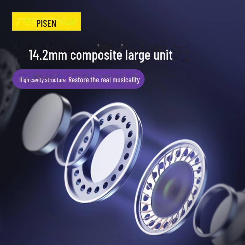 PISEN Semi-In-Ear Wired Stereo Headphones, 3.5mm Jack, Compatible with Android & Apple