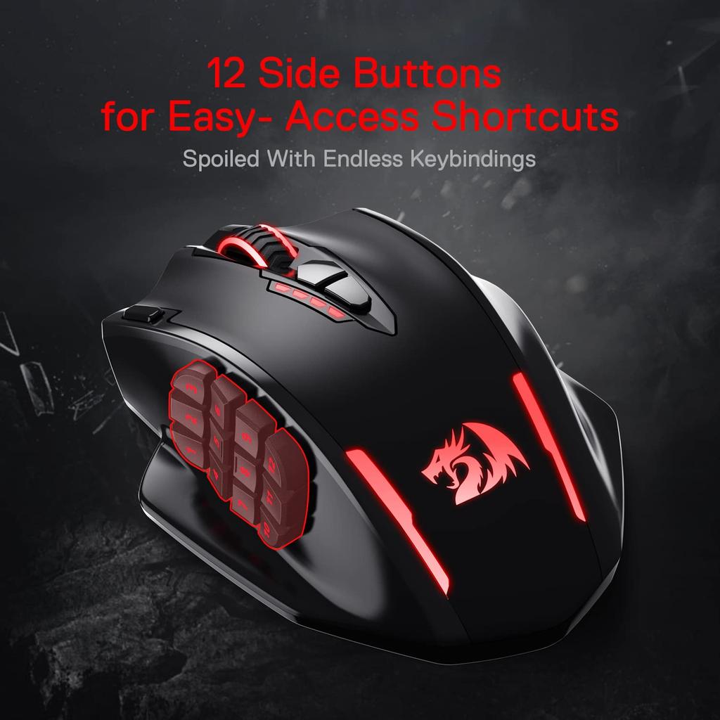 Redragon M913 Impact Elite Wireless Gaming Mouse, 16000 DPI Wired/Wireless RGB Gamer Mouse, 16 Programmable Buttons, 45-Hour Battery and Pro Optical S