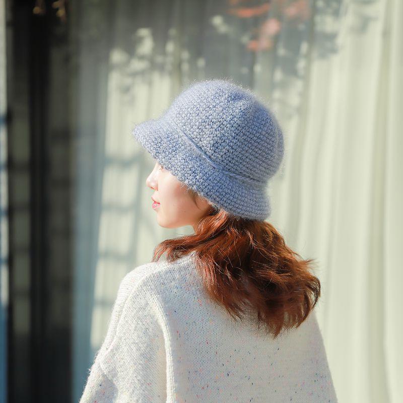 Winter Knitted Hat Wool Hat Fleece Warm Ear Protection Fashion Soft Comfortable Basin Hat Bucket Hat Hand Crocheted Ladies