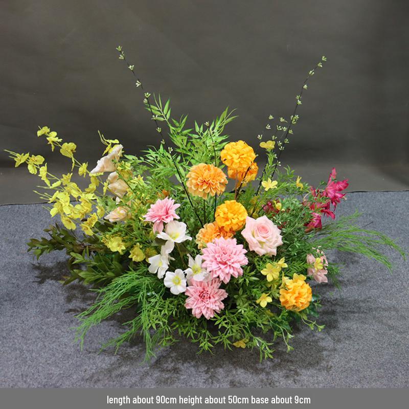 Dopamine Wedding Aisle Flowers: Monet Garden Style, Soft Decorative Flower Strip, Colorful Display.