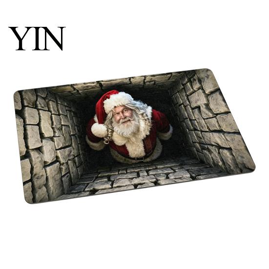 Winter Snowman Welcome Rug 3D Christmas Entrance Rug, Santa Claus Floor Mat, Non-slip Decorative Door Mat Festive for Front Bathroom Holiday