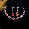 Beliebtes zweiteiliges Set mit rotem Edelstein Schmuck, Wassertropfen Halskette, Ohrringe Set, Brautschmuck, Bankett Modell.
