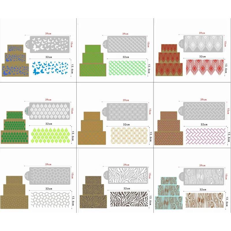 DIY Style Plastic Sugar Sieve Mold Fondant Printing Stencil Hollow Wedding Cake Stencil Edge Decoration Template Baking Tools