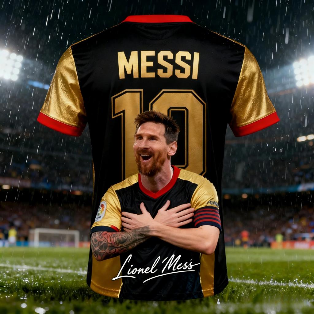 Messi No. 10 Camiseta de fútbol para hombre diseñada por IA, camiseta de verano para adulto, ropa deportiva para exteriores para el día a día, top de secado rápido y transpirable.
