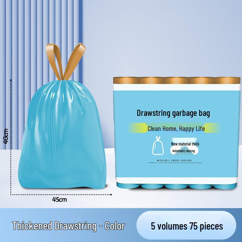 Durable Large Drawstring Trash Bags for Kitchen, Living Room & Office - Tear-Resistant, Thick, Hand-Held Plastic