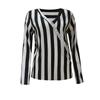 Casual Loose V-neck Striped Chiffon Long-Sleeved Women's Pullover Shirt