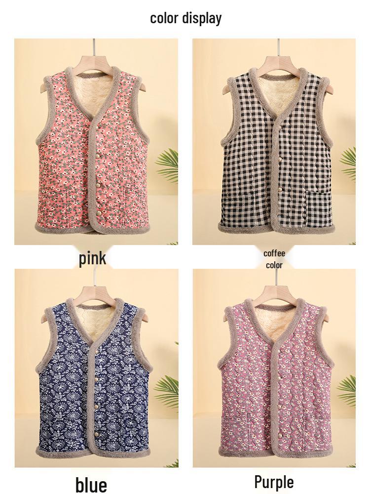 Autumn Winter Plus Velvet Vest for Middle-Aged & Elderly Women - Thickened Waistcoat for Moms & Grandmas