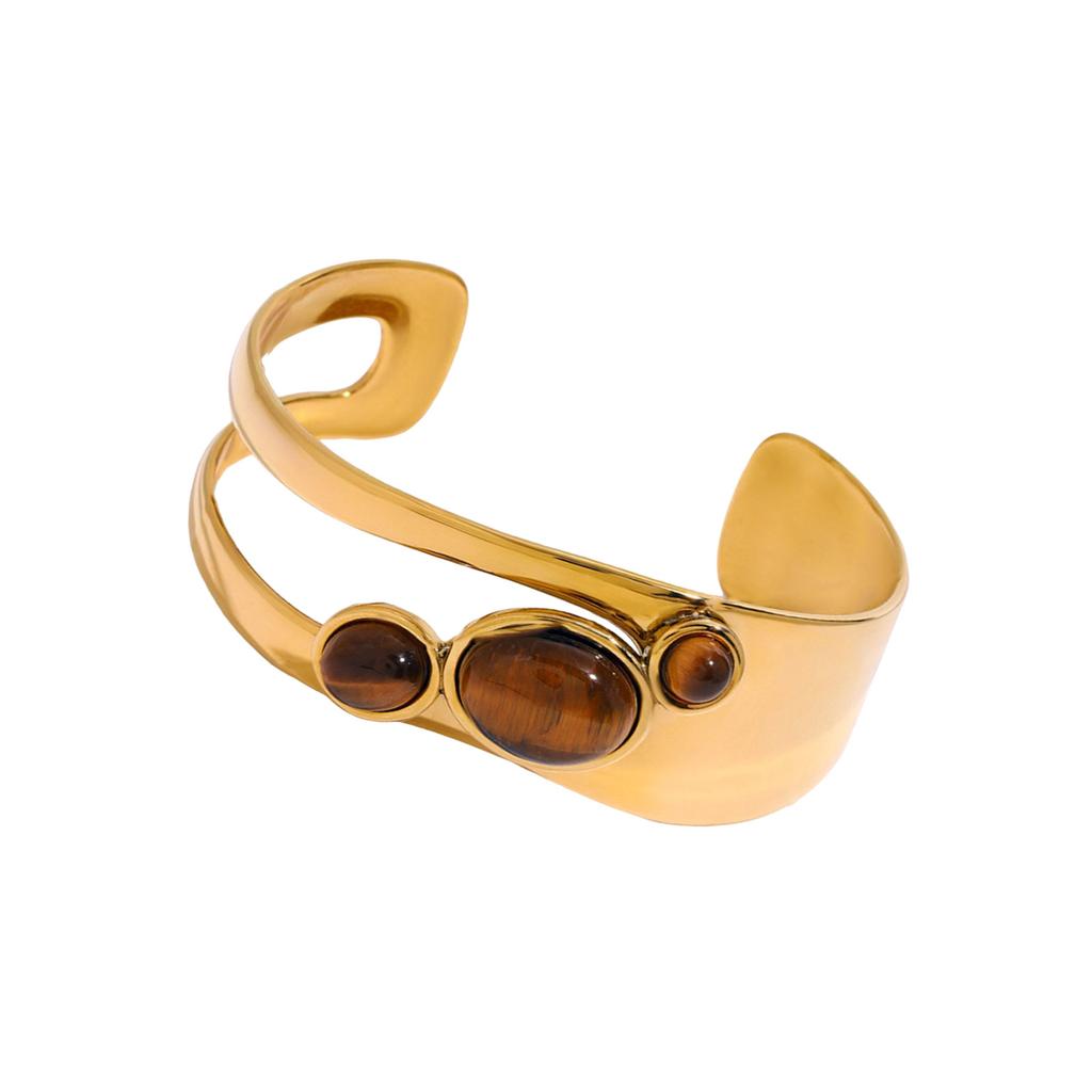 Irregular Open Cuff Pearls Bracelet Stainless Steel Wristchain Adjustable Bangle Geometric Jewelry Festival Accessories