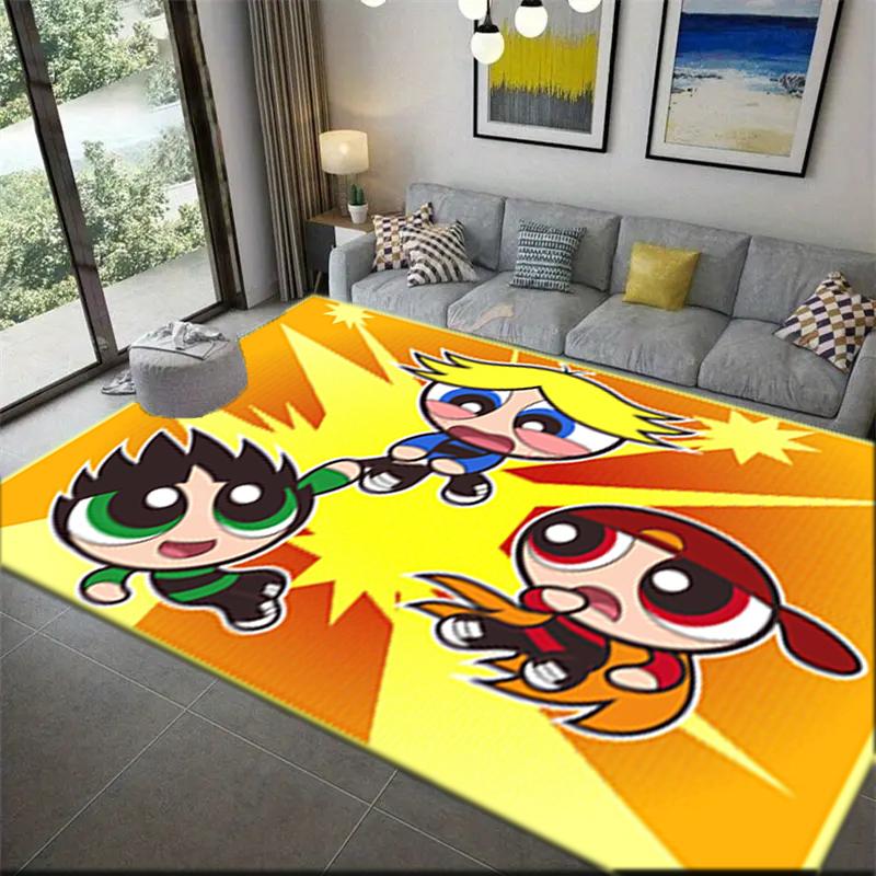 1Pc The Powerpuff Girls Printed rectangle carpet, home door mat, outdoor travel protection carpet A2