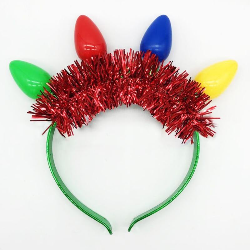 Weihnachts-LED-Glühbirnen-Stirnband Leuchtet im Dunkeln Partyzubehör Leuchtende Kopfbedeckung Haarschmuck für Frauen Mädchen