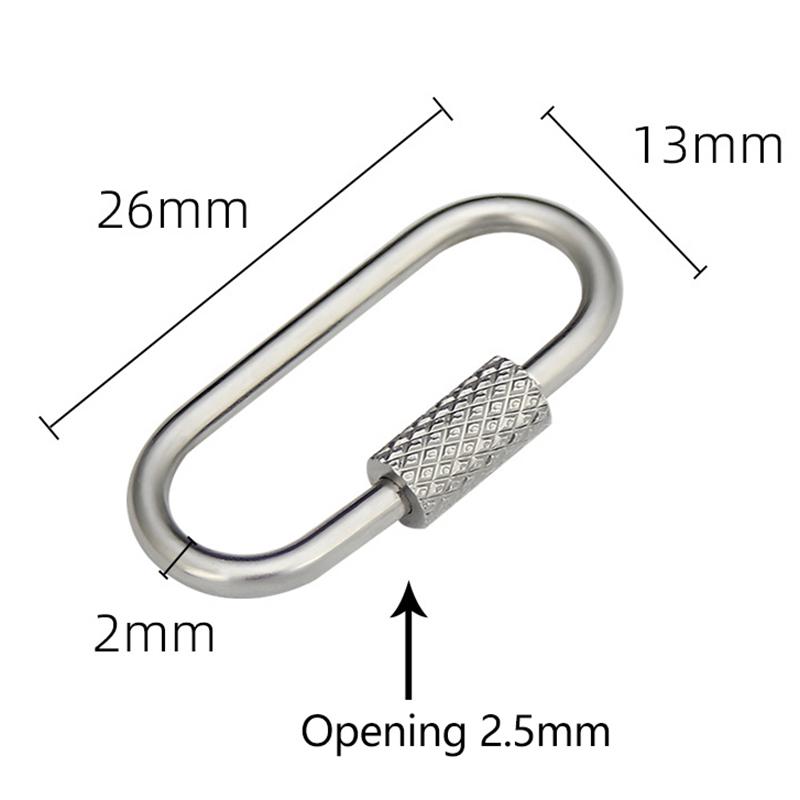 304 Stainless Steel Oval Screw Locking Carabiner Key Ring Keychain Mini Water Bottle Backpack Buckle Lightweight Hanging Buckle